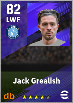 Jack Grealish — LWF, OVR 82, MAX 88