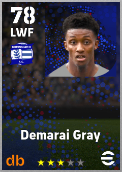 Demarai Gray — LWF, OVR 78, MAX 78