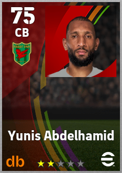 Yunis Abdelhamid — CB, OVR 75, MAX 75