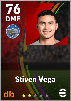Stiven Vega — DMF, OVR 76, MAX 76
