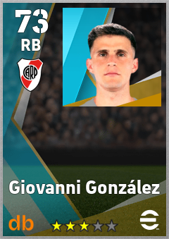 Giovanni González — RB, OVR 73, MAX 73