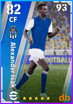 Alexander Isak — CF, OVR 82, MAX 93