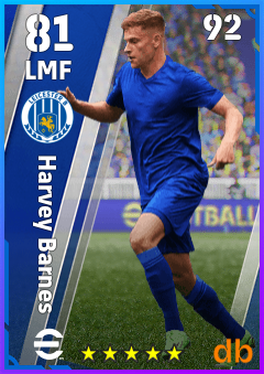 Harvey Barnes — LMF, OVR 81, MAX 92