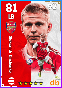 Oleksandr Zinchenko — LB, OVR 81, MAX 92