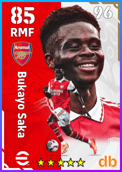 Bukayo Saka — RMF, OVR 85, MAX 96