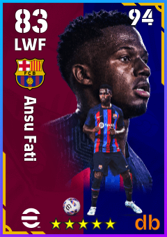 Ansu Fati — LWF, OVR 83, MAX 94