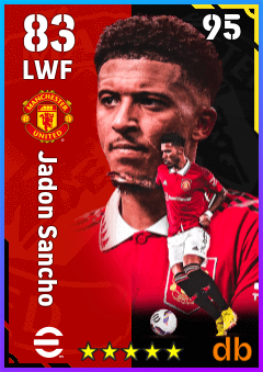 Jadon Sancho — LWF, OVR 83, MAX 95
