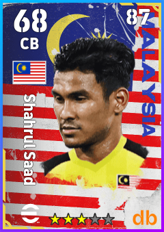 Shahrul Saad — CB, OVR 68, MAX 87