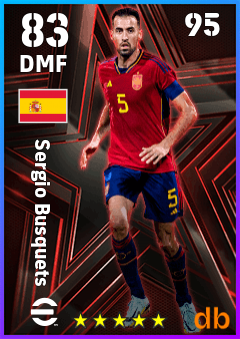 Sergio Busquets — DMF, OVR 83, MAX 95