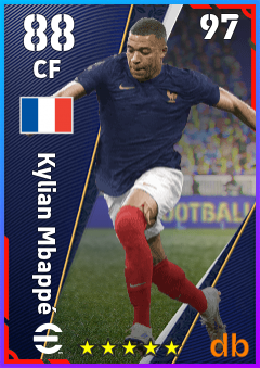 Kylian Mbappé — CF, OVR 88, MAX 97