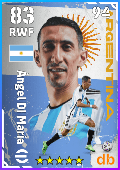 Ángel Di María — RWF, OVR 83, MAX 94