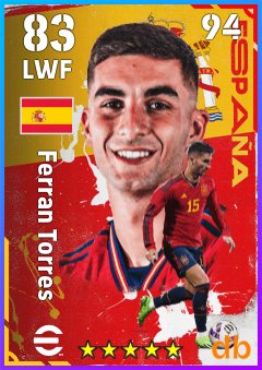 Ferran Torres — LWF, OVR 83, MAX 94
