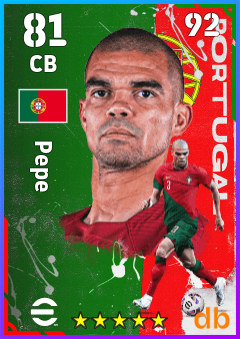 Pepe — CB, OVR 81, MAX 92