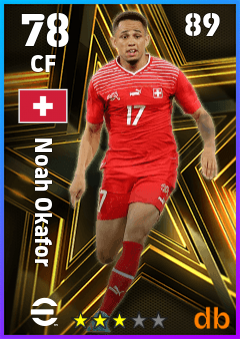 Noah Okafor — CF, OVR 78, MAX 89