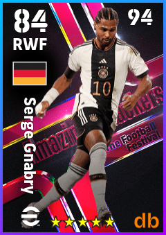Serge Gnabry — RWF, OVR 84, MAX 94
