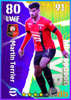 Martin Terrier — LWF, OVR 80, MAX 91