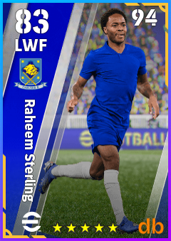 Raheem Sterling — LWF, OVR 83, MAX 94