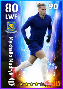 Mykhailo Mudryk — LWF, OVR 80, MAX 90