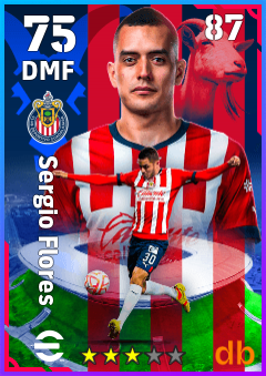 Sergio Flores — DMF, OVR 75, MAX 87