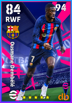Ousmane Dembélé — RWF, OVR 84, MAX 94