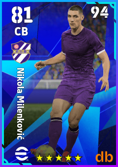 Nikola Milenković — CB, OVR 81, MAX 94
