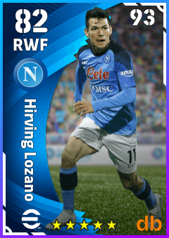 Hirving Lozano — RWF, OVR 82, MAX 93