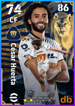César Huerta — CF, OVR 74, MAX 86