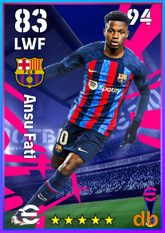 Ansu Fati — LWF, OVR 83, MAX 94