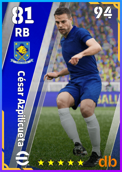 César Azpilicueta — RB, OVR 81, MAX 94