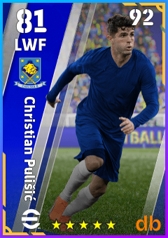 Christian Pulišić — LWF, OVR 81, MAX 92