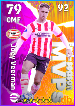 Joey Veerman — CMF, OVR 79, MAX 92