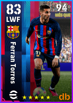 Ferran Torres — LWF, OVR 83, MAX 94
