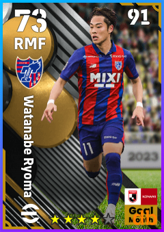 Watanabe Ryoma — RMF, OVR 73, MAX 91