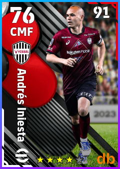 Andrés Iniesta — CMF, OVR 76, MAX 91