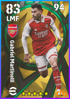Gabriel Martinelli — LMF, OVR 83, MAX 94