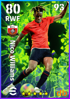 Nico Williams — RWF, OVR 80, MAX 93