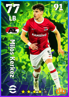 Milos Kerkez — LB, OVR 77, MAX 91