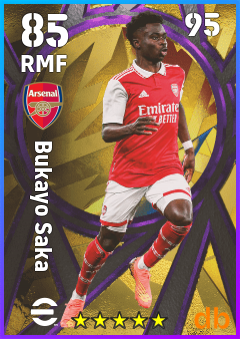 Bukayo Saka — RMF, OVR 85, MAX 95