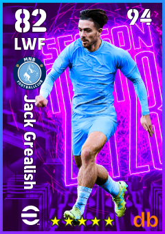 Jack Grealish — LWF, OVR 82, MAX 94