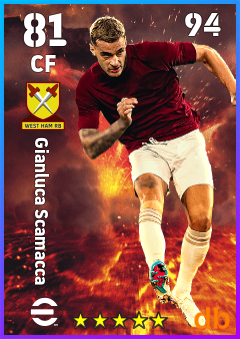 Gianluca Scamacca — CF, OVR 81, MAX 94