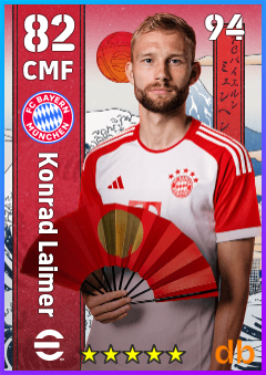 Konrad Laimer — CMF, OVR 82, MAX 94