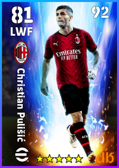 Christian Pulišić — LWF, OVR 81, MAX 92