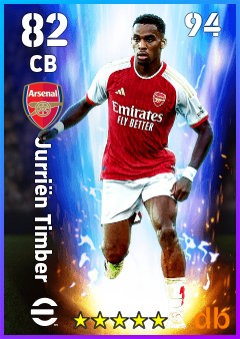 Jurriën Timber — CB, OVR 82, MAX 94