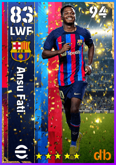 Ansu Fati — LWF, OVR 83, MAX 94