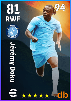Jérémy Doku — RWF, OVR 81, MAX 94