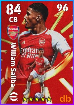 William Saliba — CB, OVR 84, MAX 96