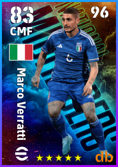 Marco Verratti — CMF, OVR 83, MAX 96