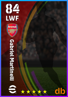 Gabriel Martinelli — LWF, OVR 84, MAX 84