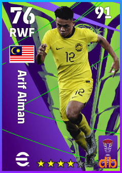 Arif Aiman — RWF, OVR 76, MAX 91