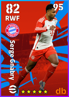 Serge Gnabry — RWF, OVR 82, MAX 95